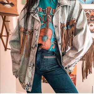 Vintage Fringe Blue Jean Coat “The Cher”